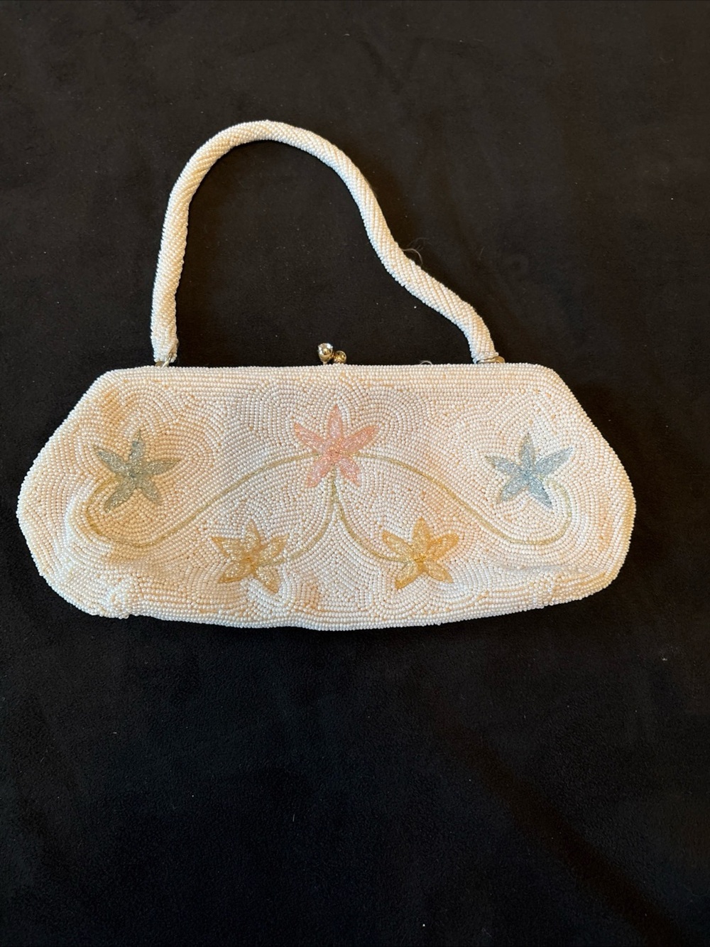 Beaded Ivory Floral Evening Clutch